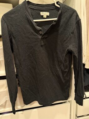 J. Crew Black Long-Sleeve Henley Shirt